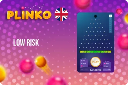 Plinko casino login BGaming Low Risk Mode board with central multiplier distribution