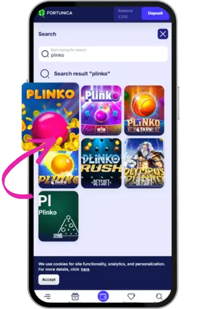 Find Plinko among the casino games
