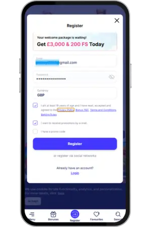 Register and make a deposit Plinko