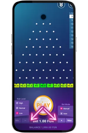 Set your bet size and start dropping balls