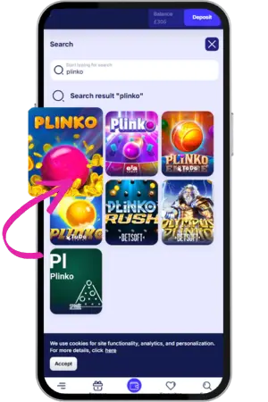 Find Plinko among the casino games