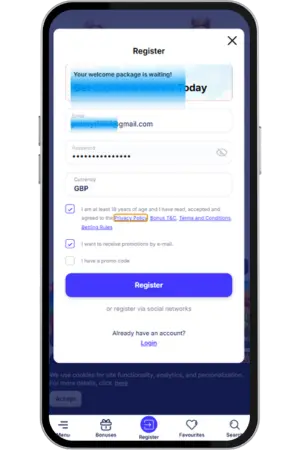Register and make a deposit Plinko