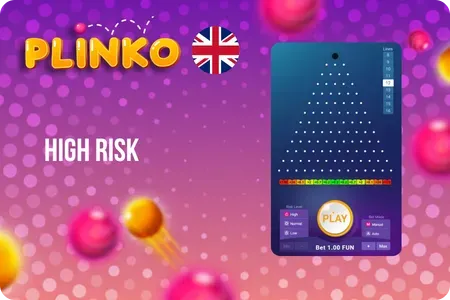 Plinko BGaming High Risk Mode on 16 rows showing 1000x edge multipliers